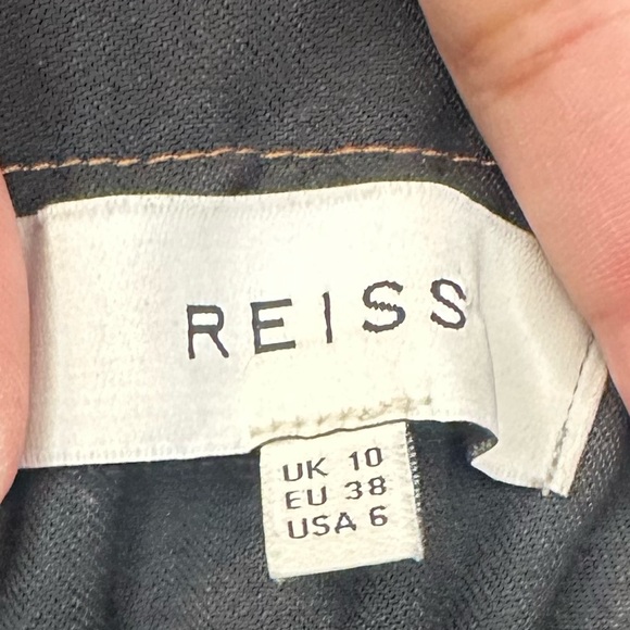 REISS Black Perry Tapered Wool Blend Elastic Waist Trousers Sz 6 Classic - Picture 2 of 7